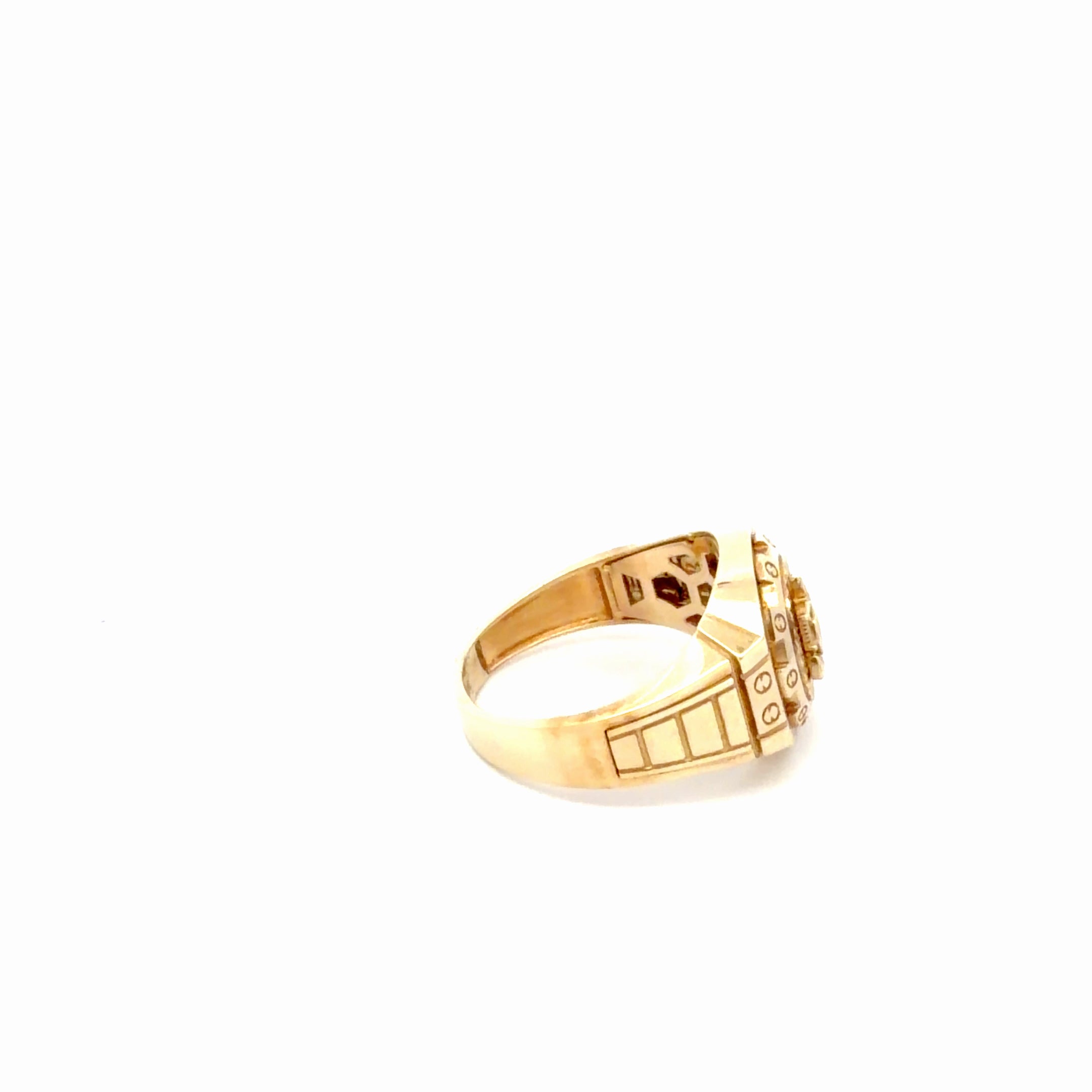 10k Yellow Gold Men's Fancy Ring With Anchor Size 10 1/2" Weight 7gr
