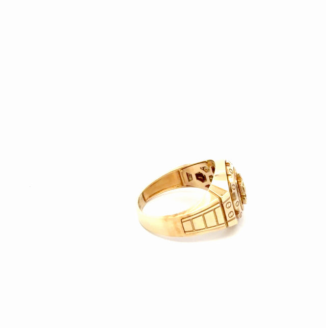 10k Yellow Gold Men's Fancy Ring With Anchor Size 10 1/2