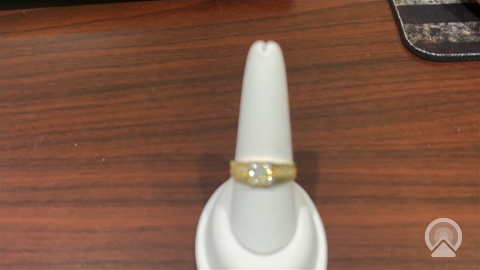 14K Yellow FANCY RING CZ Size 10 1/2