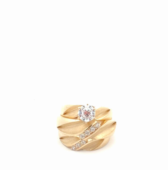 10K YELLOW WEDDING BAND RINGS  CZ 10 1/4 7 7 1/2