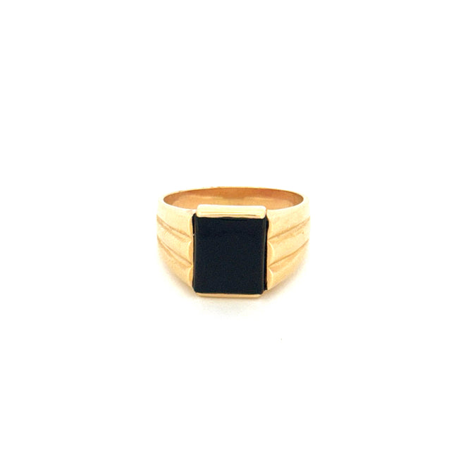 Anillo de ónix de oro amarillo de 14k para hombre, talla 11
