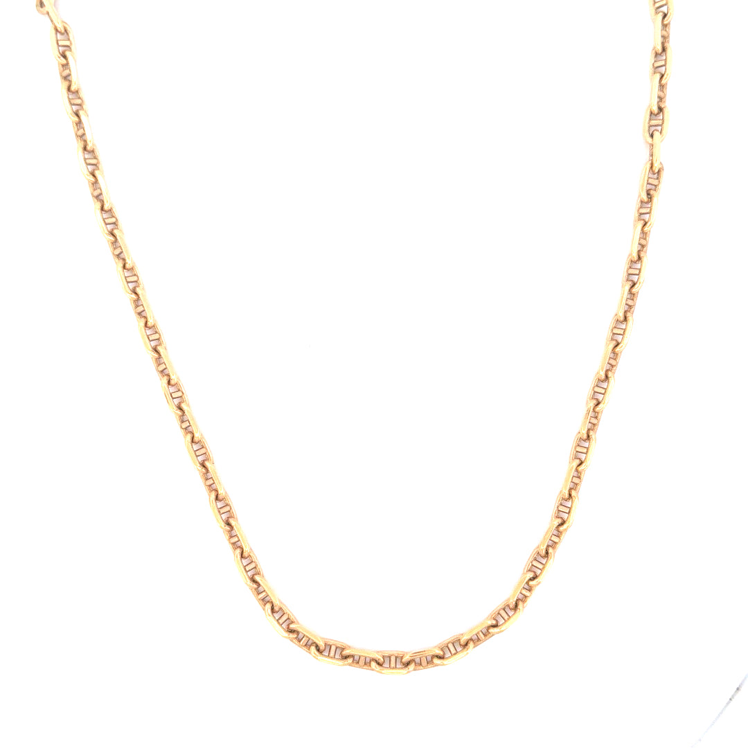 Cadena marinera de oro amarillo de 14K, tamaño 24, peso 42 gr