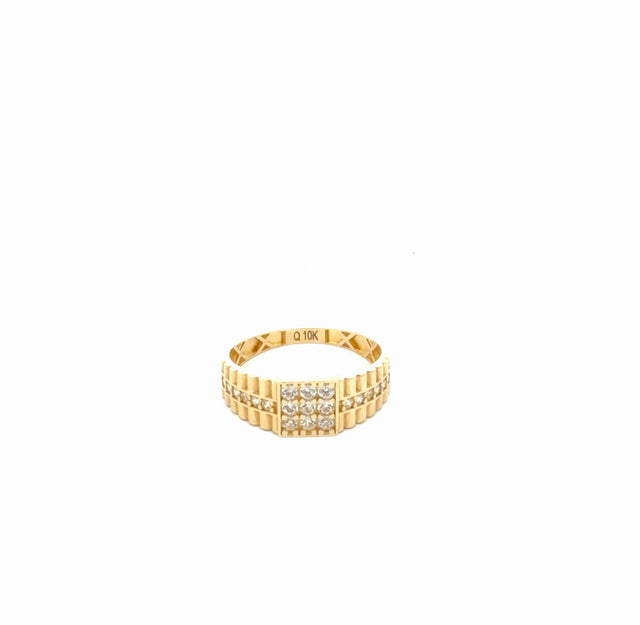 14K Yellow FANCY RING CZ Size 10 1/2