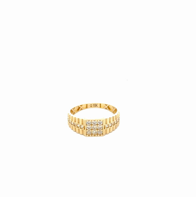 14K Yellow FANCY RING CZ Size 10 1/2