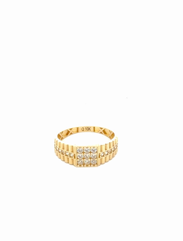 14K Yellow FANCY RING CZ Size 10 1/2