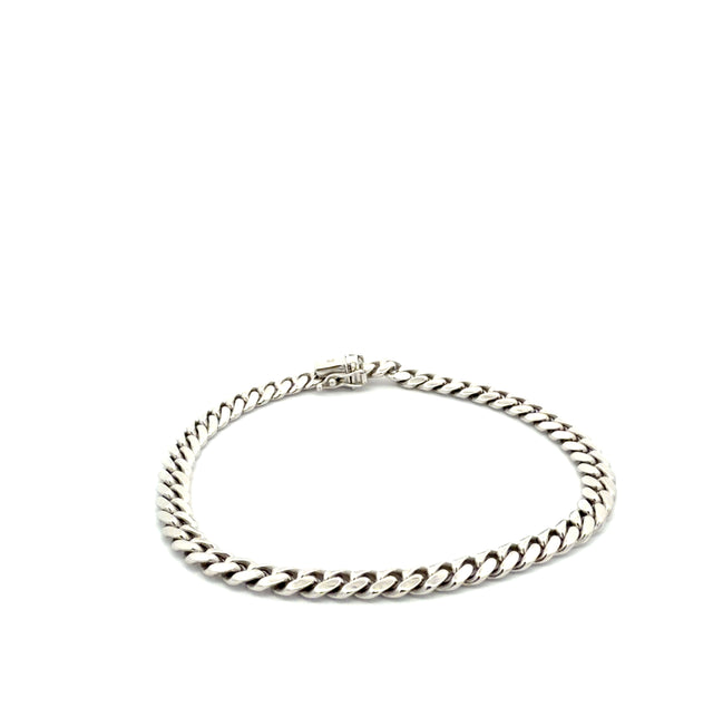 14K White Gold Cuban Link Bracelet Size 8 1/2