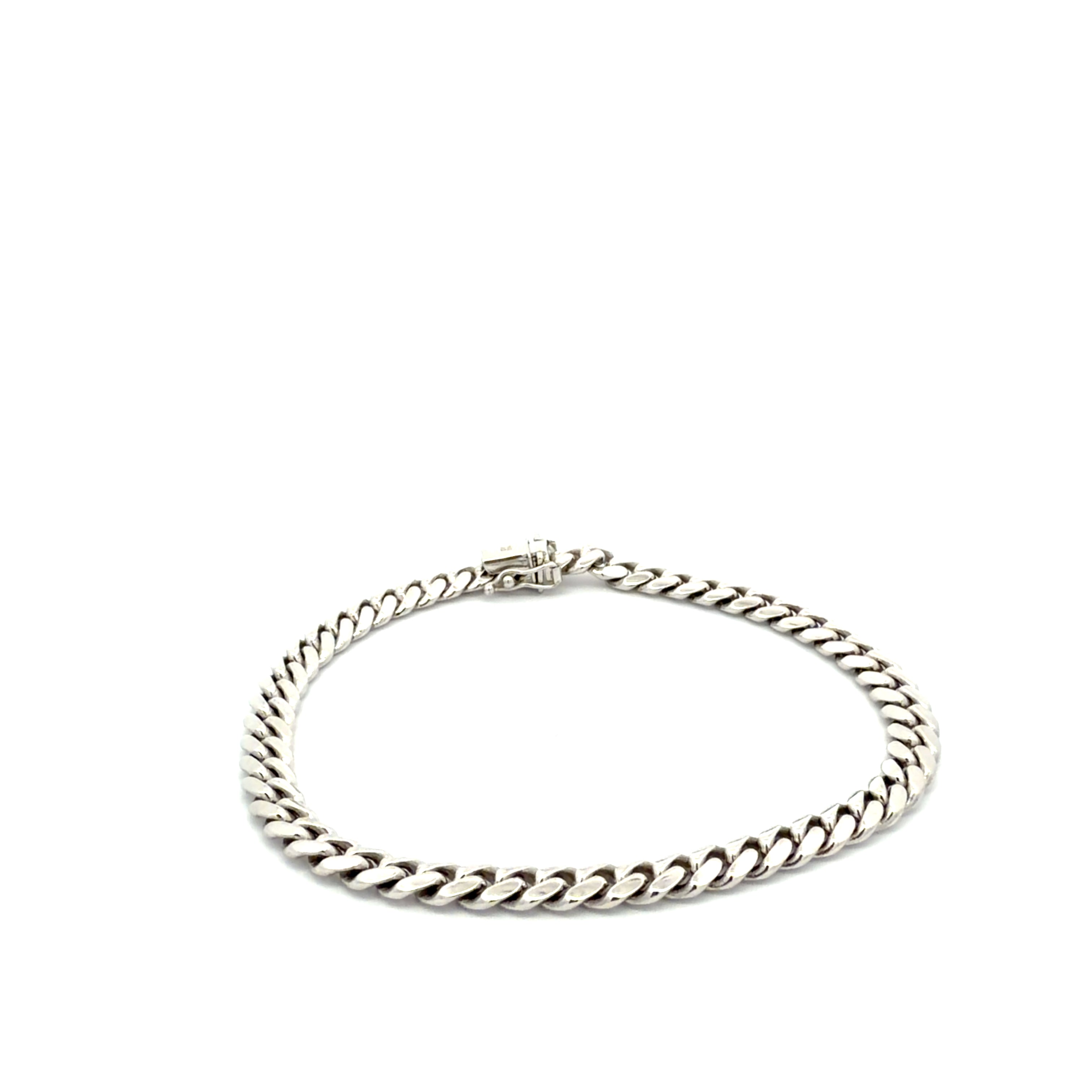 14K White Gold Cuban Link Bracelet Size 8 1/2" Weight 24.6 gr