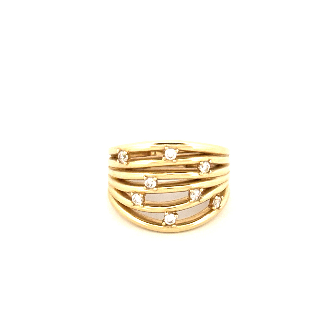 14k Yellow Gold Women's Fashion Ring With Cz Size 7 3/4 Weight 5 gr