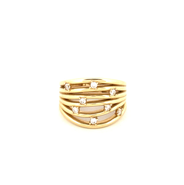 14k Yellow Gold Women's Fashion Ring With Cz Size 7 3/4 Weight 5 gr