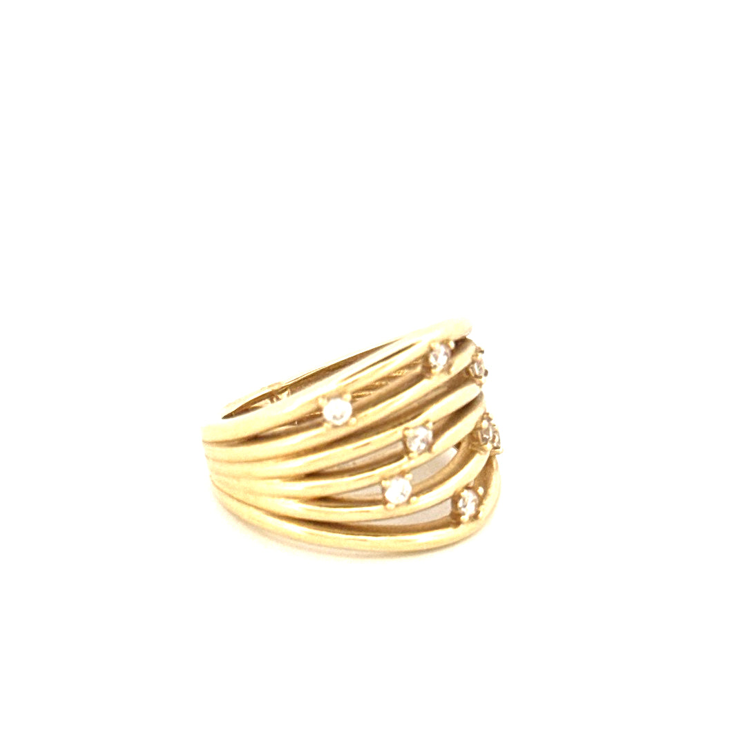 14k Yellow Gold Women's Fashion Ring With Cz Size 7 3/4 Weight 5 gr