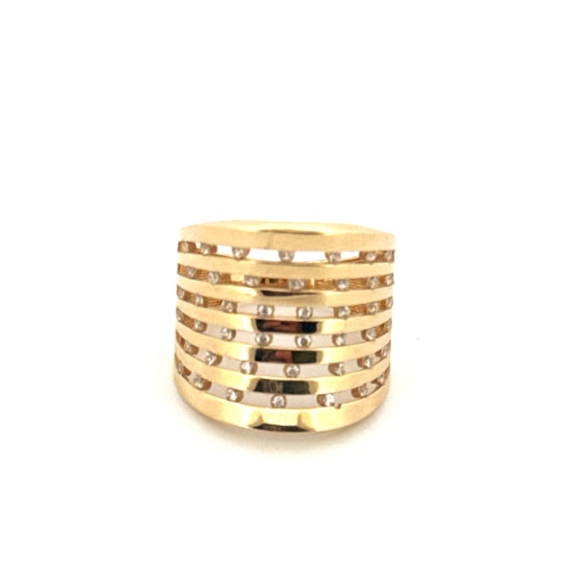 14k Yellow Gold Round Bezel Ring With Cz Size 8