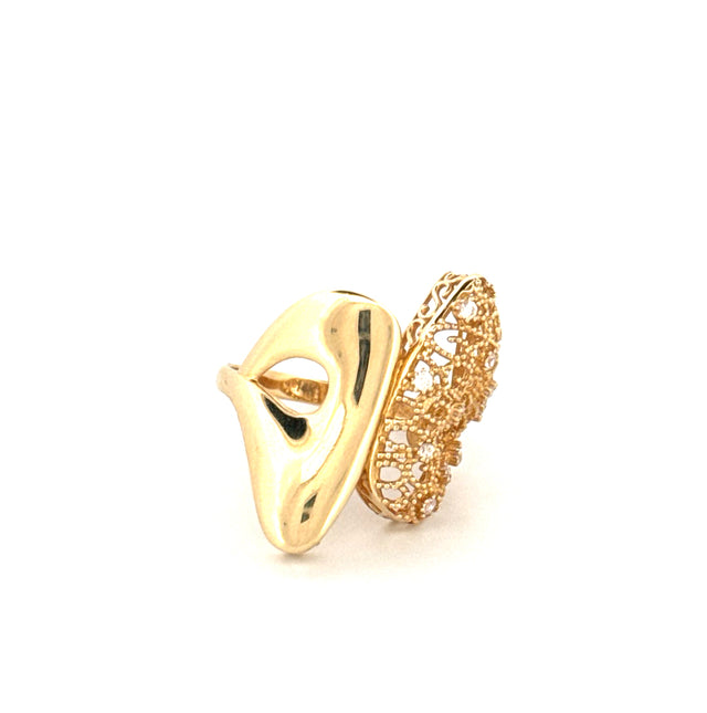 14k Yellow Gold Women's Fashion Ring With Cz Size 8 Weight 4.6 gr