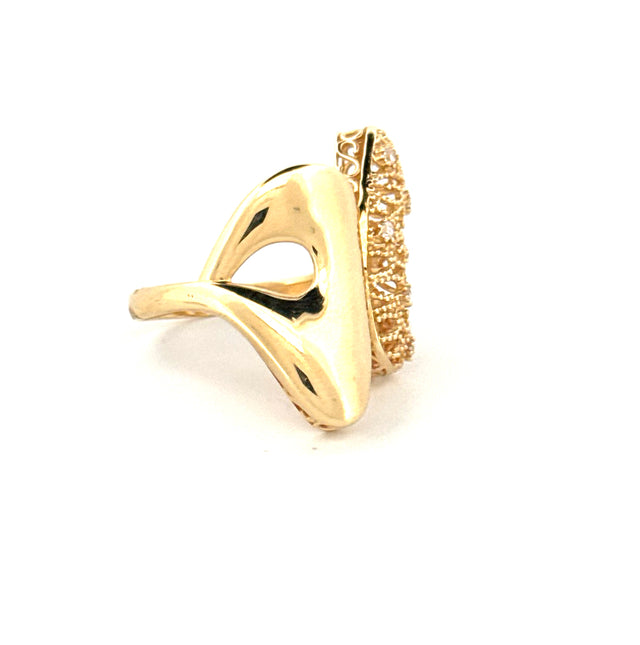 14k Yellow Gold Women's Fashion Ring With Cz Size 8 Weight 4.6 gr