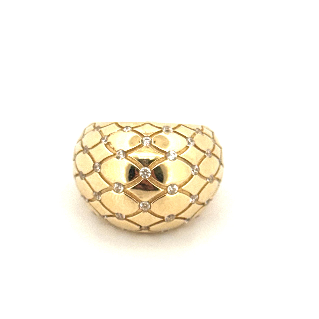 14k Yellow Gold Puff Ring With Cz Size 7 1/4 Weight 11.1 gr