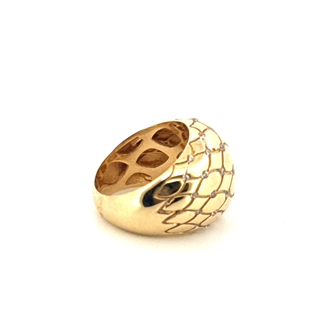 14k Yellow Gold Puff Ring With Cz Size 7 1/4 Weight 11.1 gr