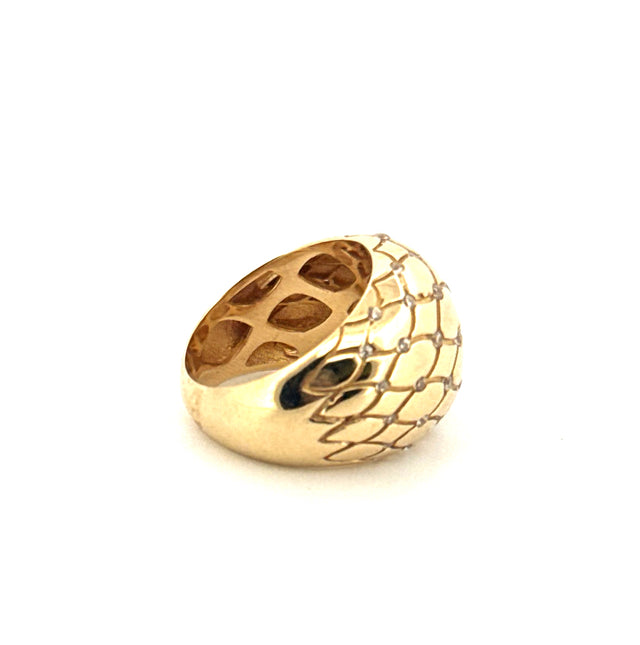 14k Yellow Gold Puff Ring With Cz Size 7 1/4 Weight 11.1 gr