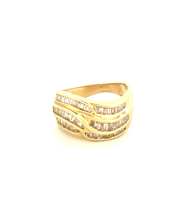 14k Yellow Gold Women's Diamond Ring Size 6 1/2 Weight 7 gr