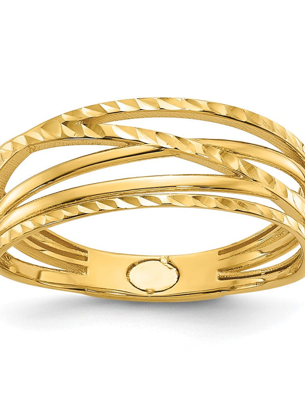 Herco 14K Polished and Diamond-cut Criss Cross Ring