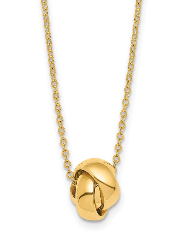 Herco 14K Polished Love Knot with 2 Inch Extension Necklace