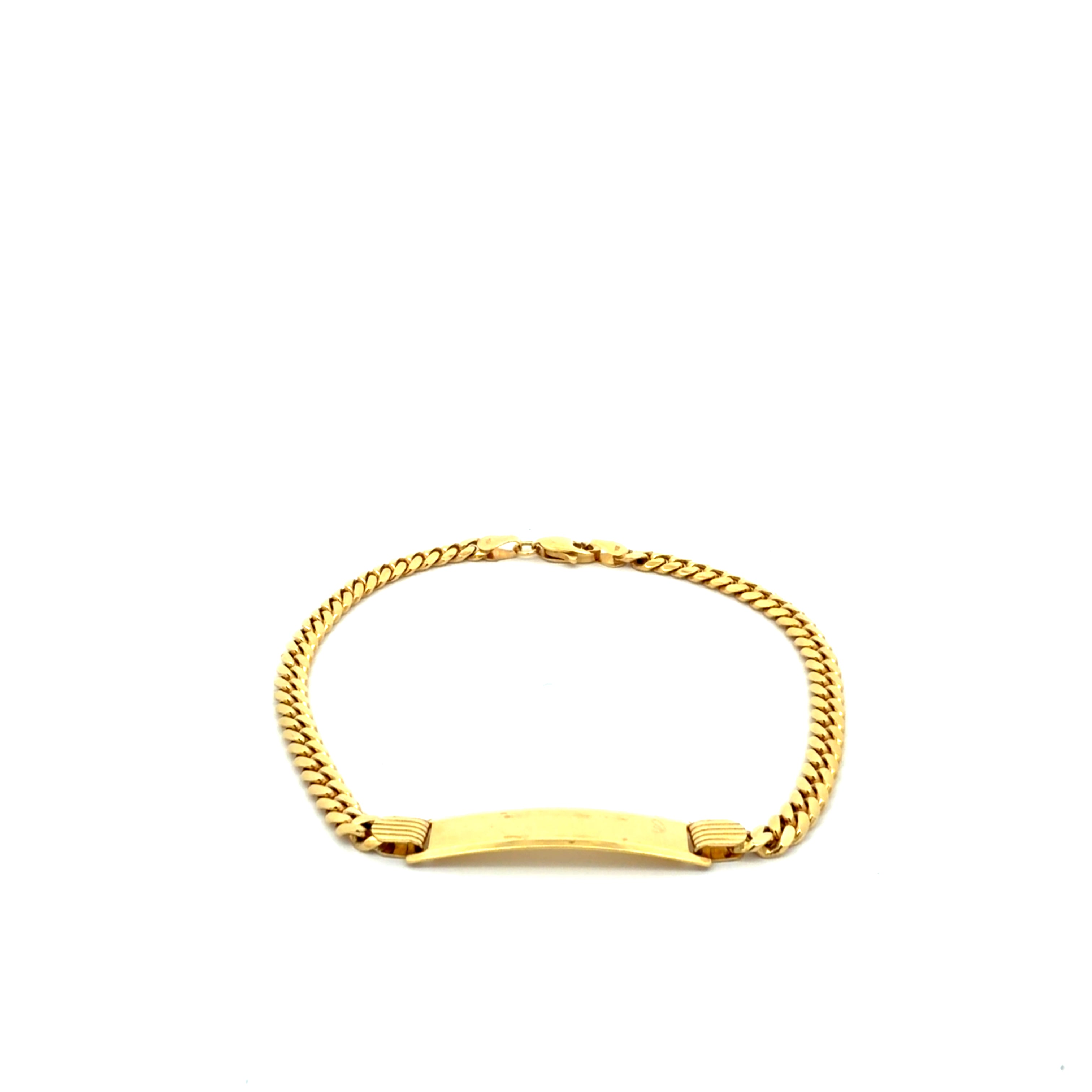 14K Yellow ID Bracelet Cuban Link Size 8" Weight 9.5GR