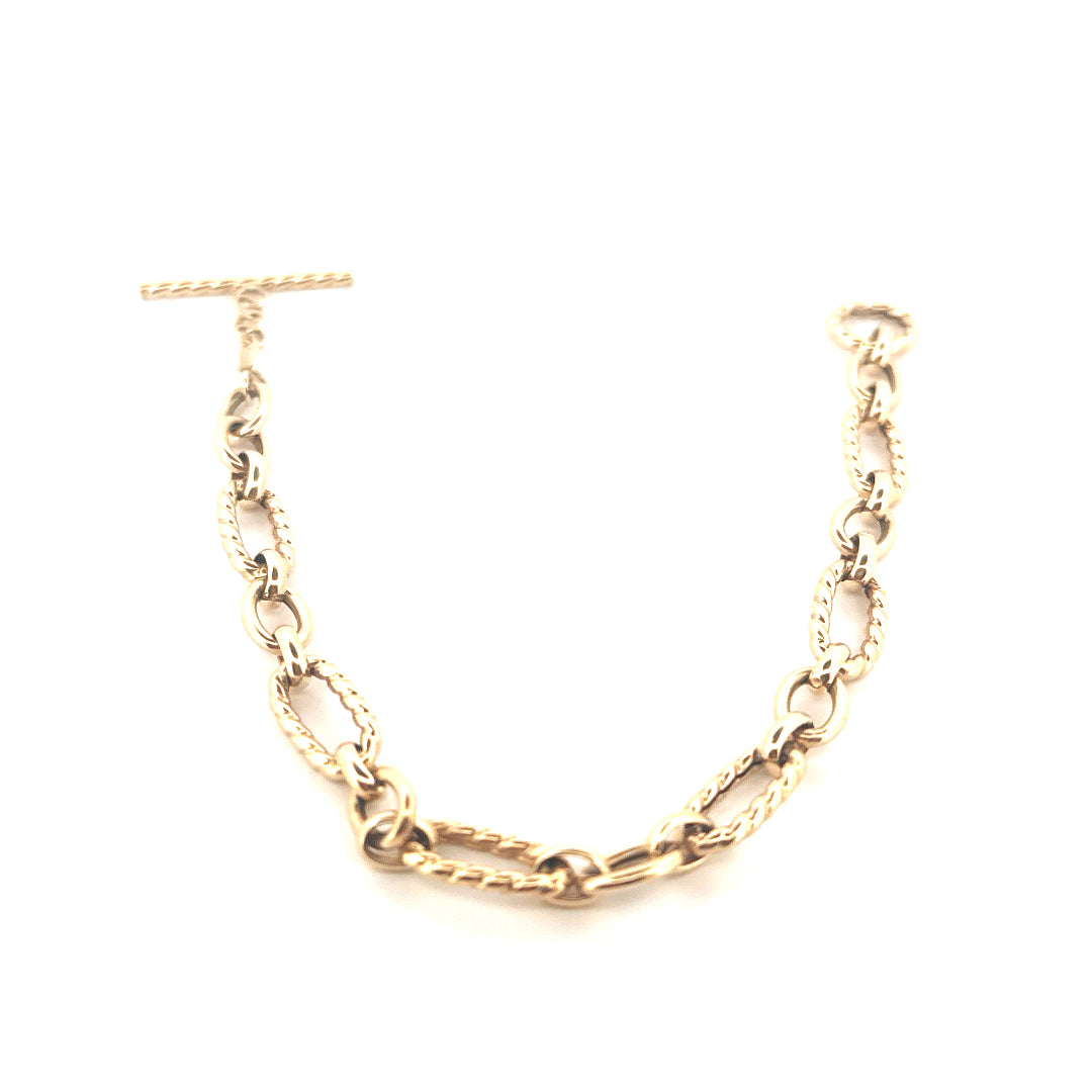 14k Yellow Gold Women's Twisted Design Oval Link Bracelet Size 8" Weight 6.1 gr