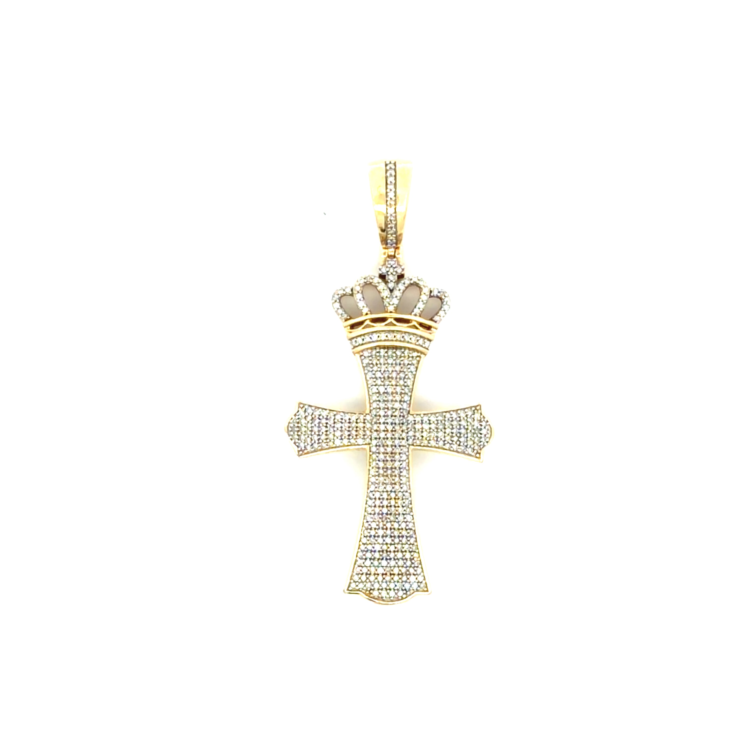 10k Yellow Gold Cross Pendant With Diamonds  Weight 11.1 gr
