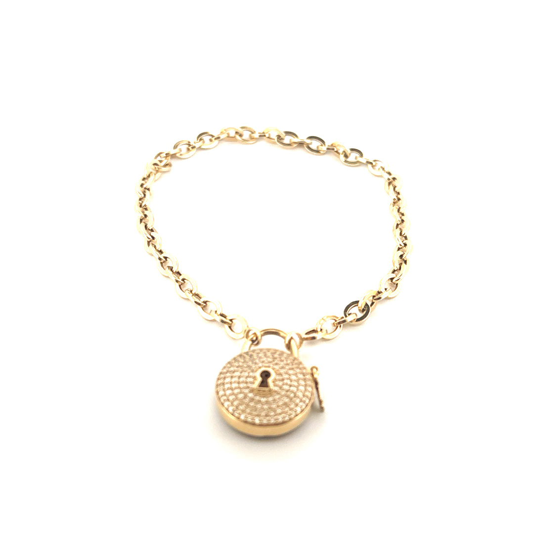 14k Yellow Gold Women's Fancy Rolo Bracelet With Cz Size 7" Weight 7.5 gr