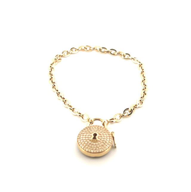 14k Yellow Gold Women's Fancy Rolo Bracelet With Cz Size 7