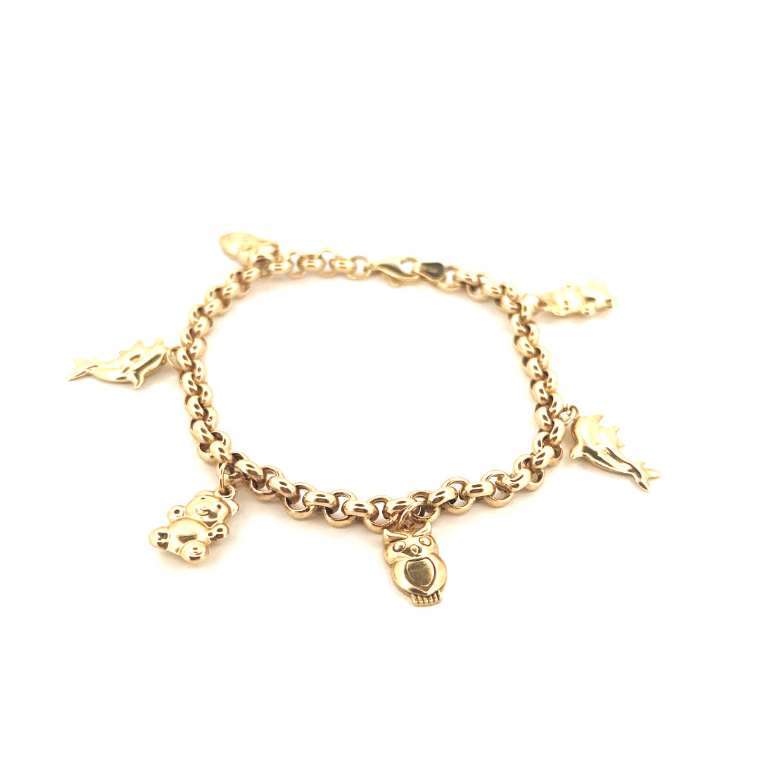 14k Yellow Gold Women's Fancy Rolo Bracelet Size 7 1/2" Weight 11.1 gr