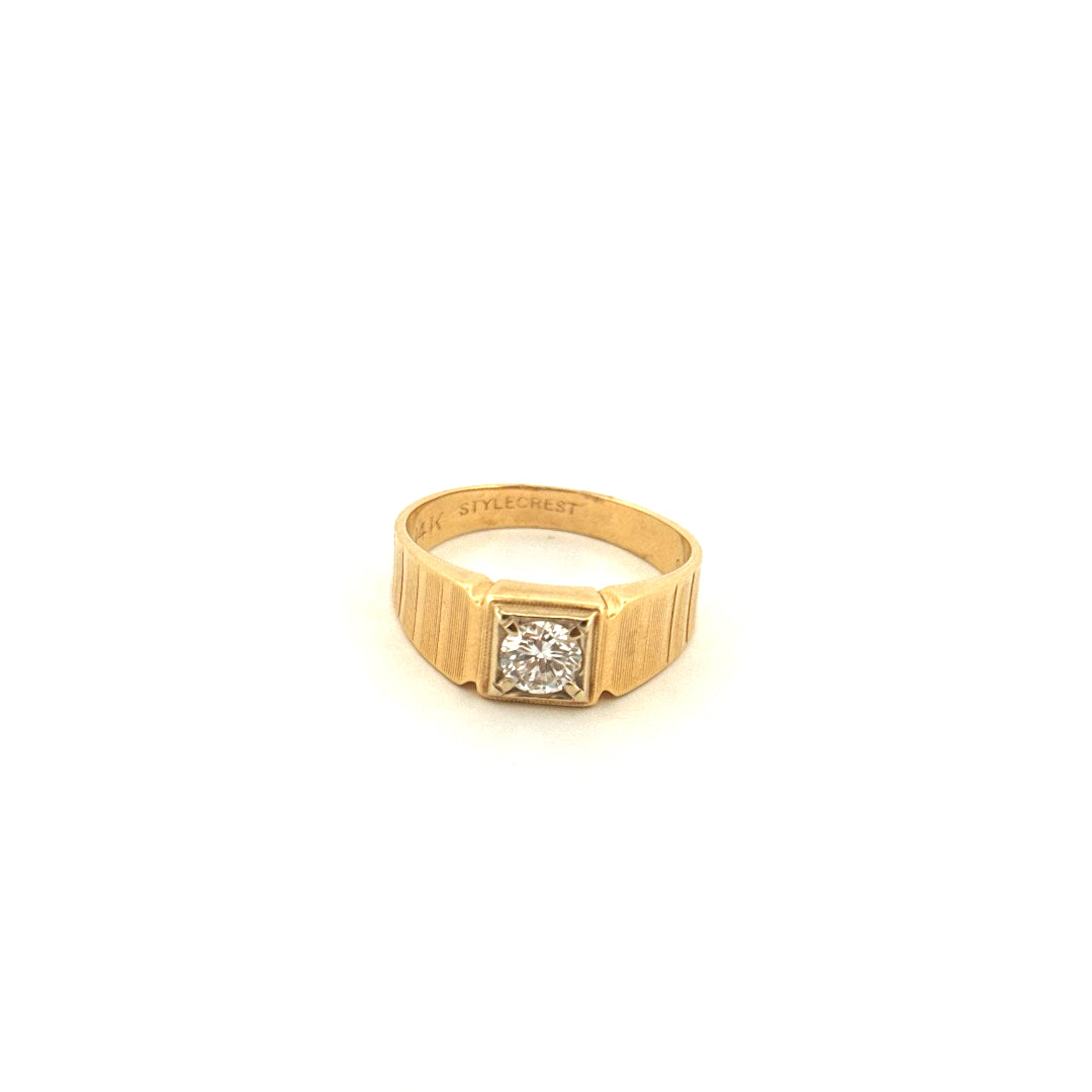 14K Yellow Gold Solitaire Ring with Diamond Size 10 1/2 Weight 5 gr