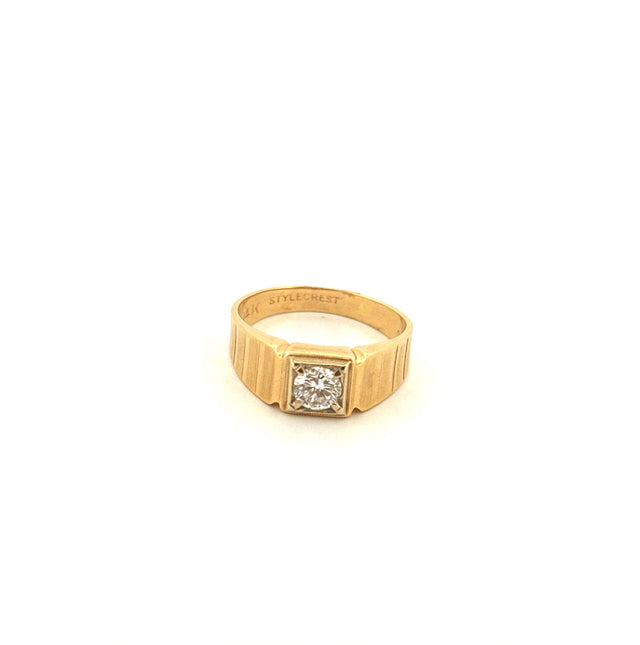 14K Yellow Gold Solitaire Ring with Diamond Size 10 1/2 Weight 5 gr