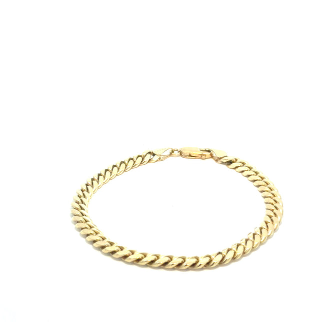 10K Yellow Gold Cuban Link Bracelet Size 7
