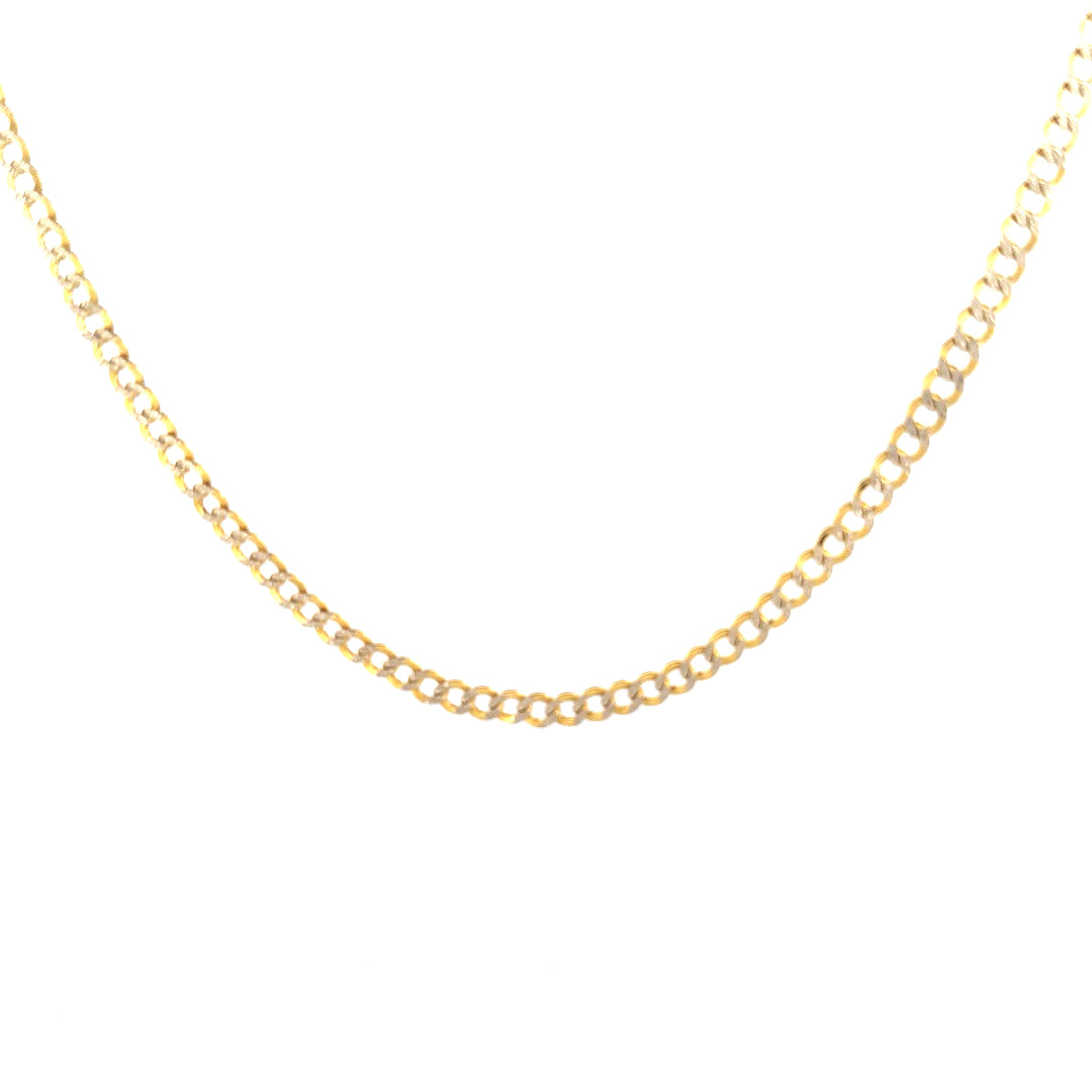 14k Two-Tone Gold Curb Link Chain Size 22"  Weight 15.9 gr