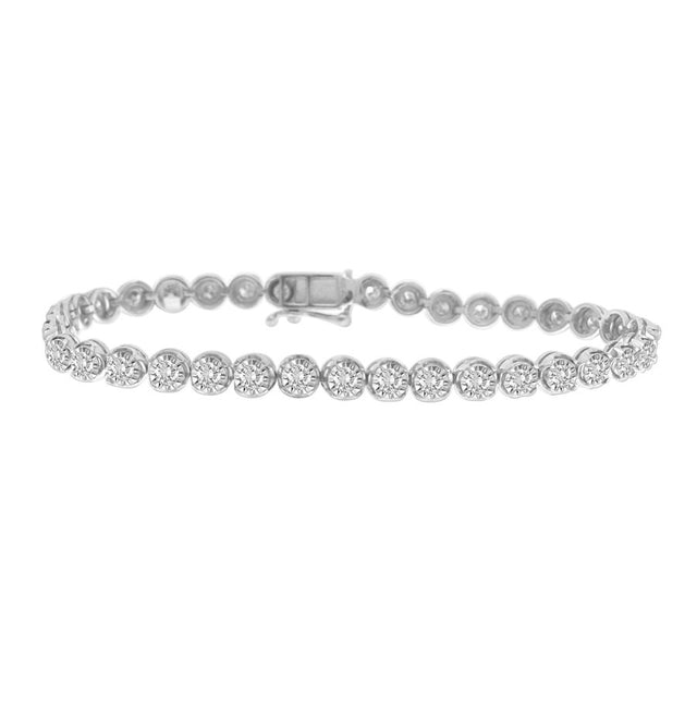 LADIES BRACELET 1.00CT ROUND DIAMOND 10K WHITE GOLD