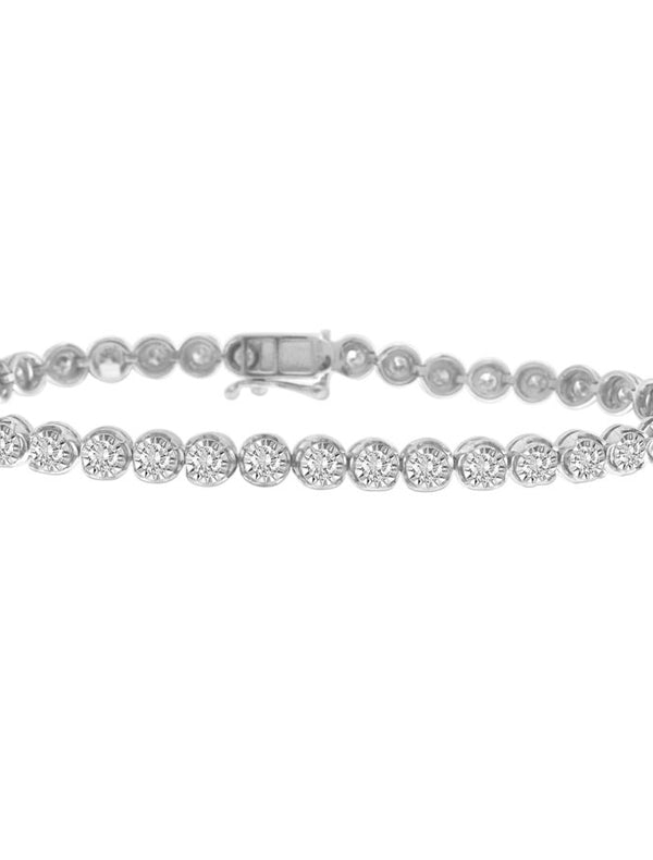 LADIES BRACELET 1.00CT ROUND DIAMOND 10K WHITE GOLD