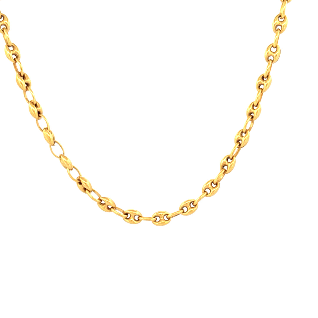 14k Yellow Gold Puff Mariner Chain Size 23 1/2" Weight 16.9 gr