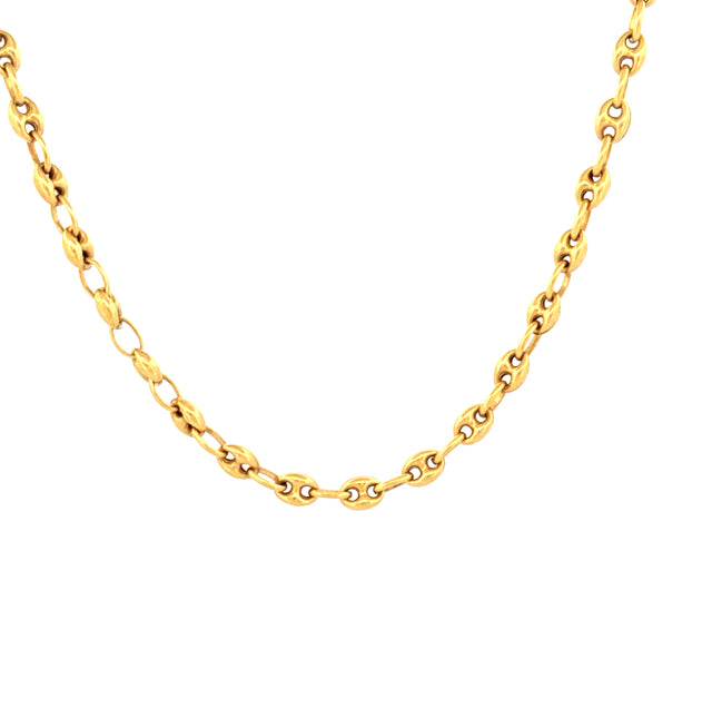 14k Yellow Gold Puff Mariner Chain Size 23 1/2