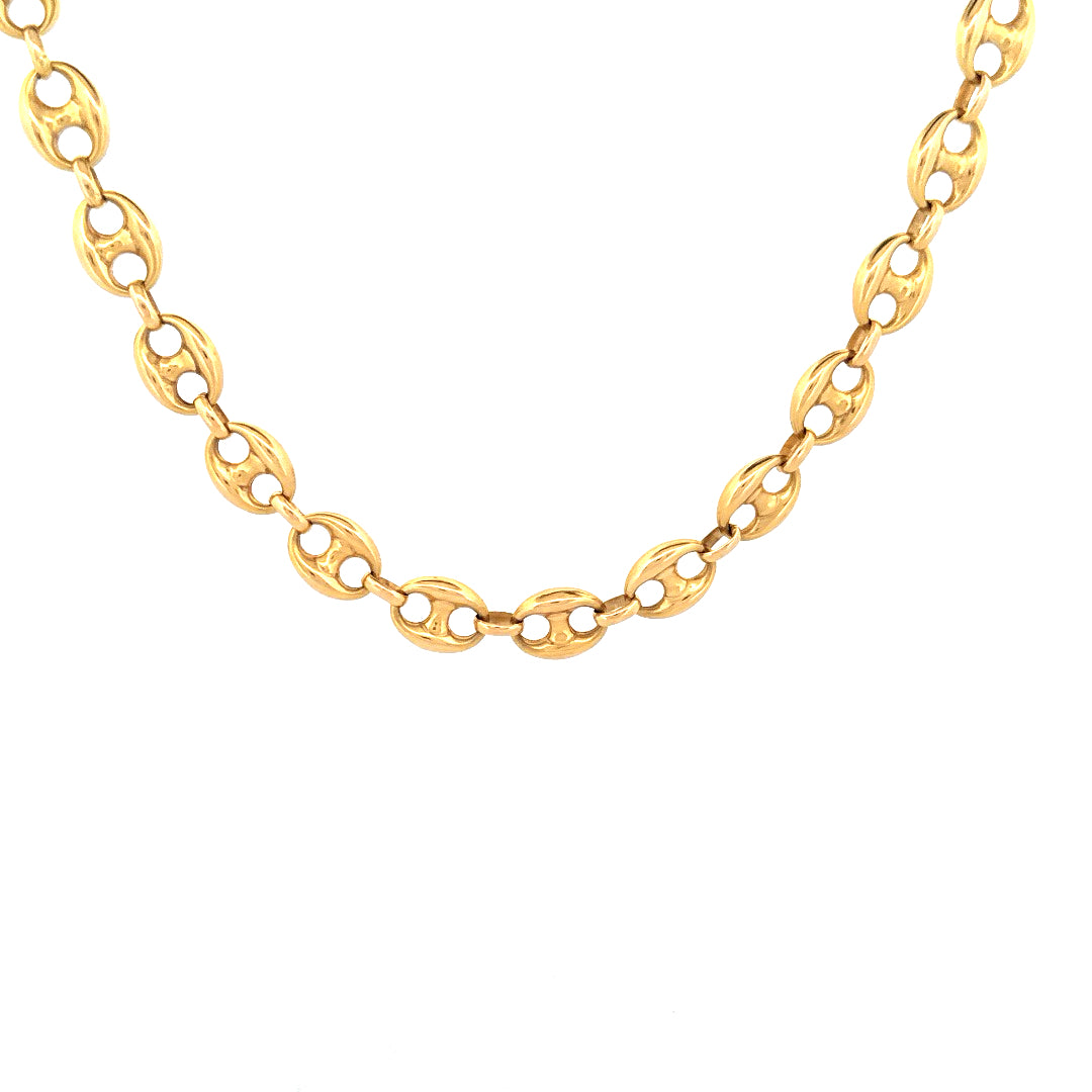14k Yellow Gold Puff Mariner Chain Size 24"  Weight 34.8 gr