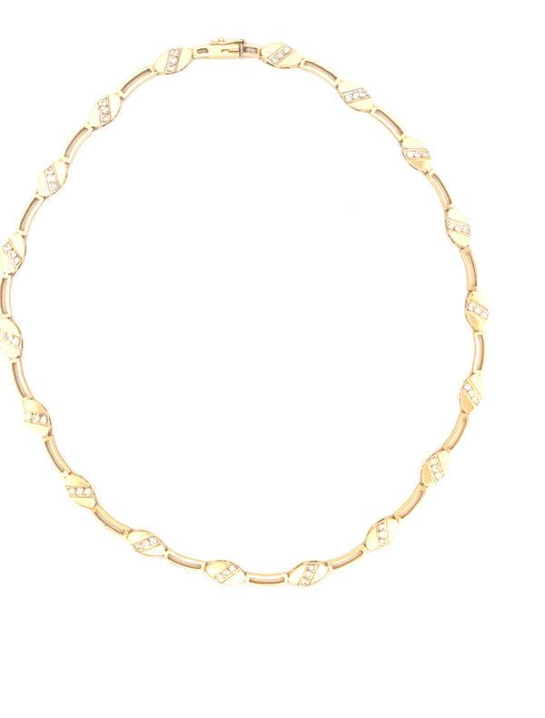14K Yellow Gold Diamond Italian Necklace Size 15  Weight 18.5 gr