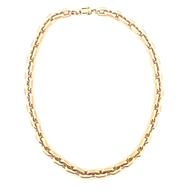 14K Yellow Gold Satin Cable Link Necklace Size 16