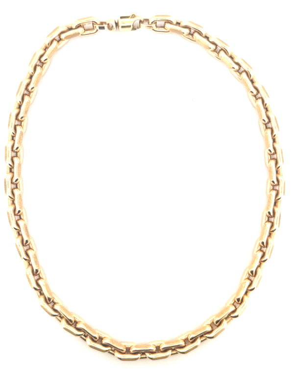 14K Yellow Gold Satin Cable Link Necklace Size 16