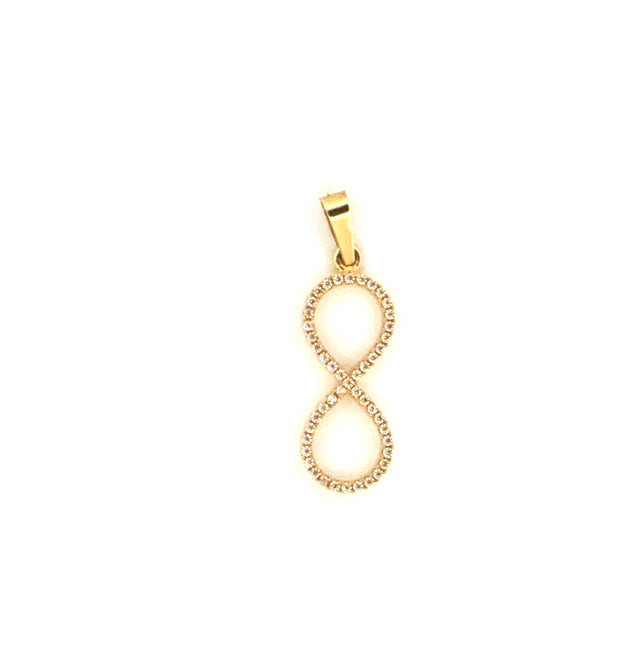18k Yellow Gold Infinity Sign Pendant  With Cz Weight 1.3 gr