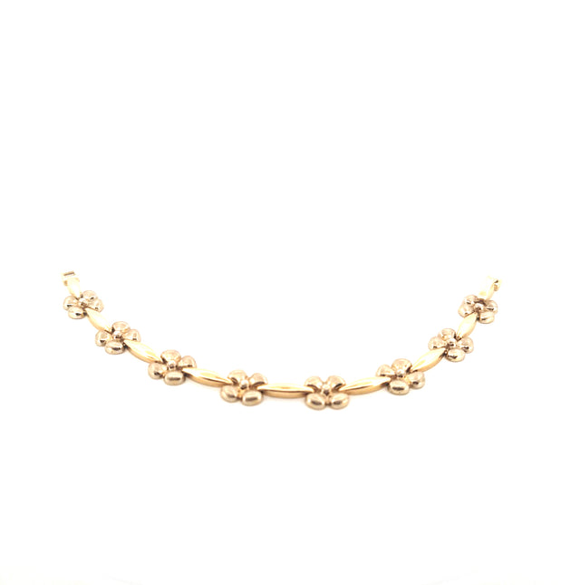 14k Yellow Gold Women's Fancy Flower Bracelet  Size 7