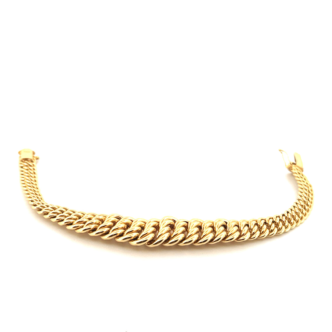 Pulsera hueca de princesa para mujer de oro amarillo de 14k, talla 7", peso 11.8gr