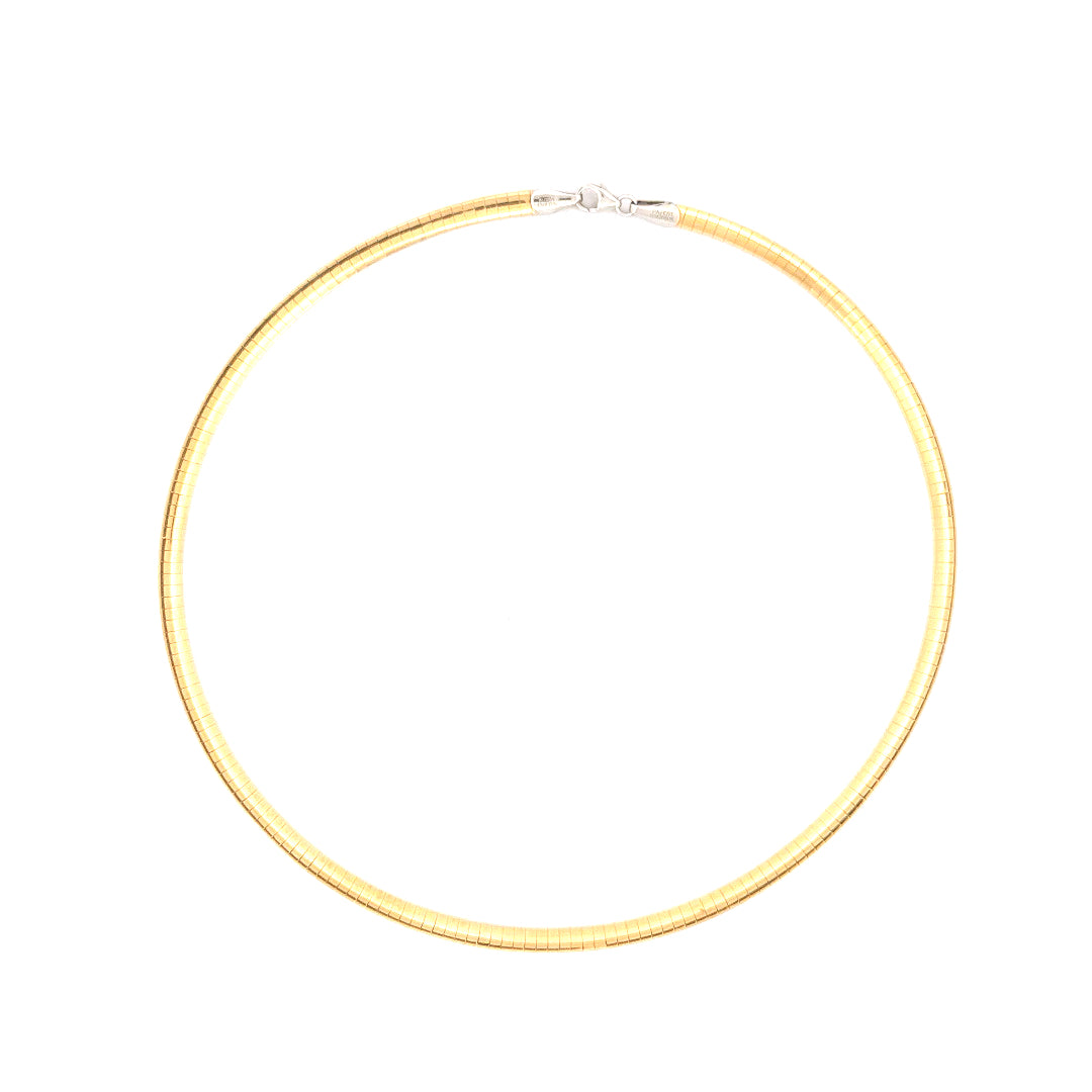 14k Two-Tone Gold Fancy Omega Necklace Size 16" Weight 13.9gr