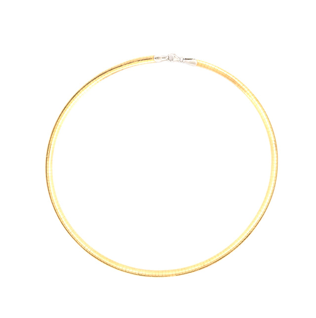 14k Two-Tone Gold Fancy Omega Necklace Size 16