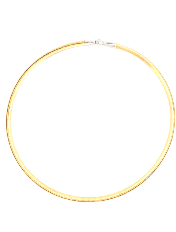 14k Two-Tone Gold Fancy Omega Necklace Size 16