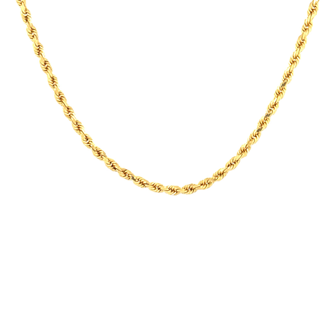 14k Yellow Gold Rope Chain Size 22" Weight 22.7 gr