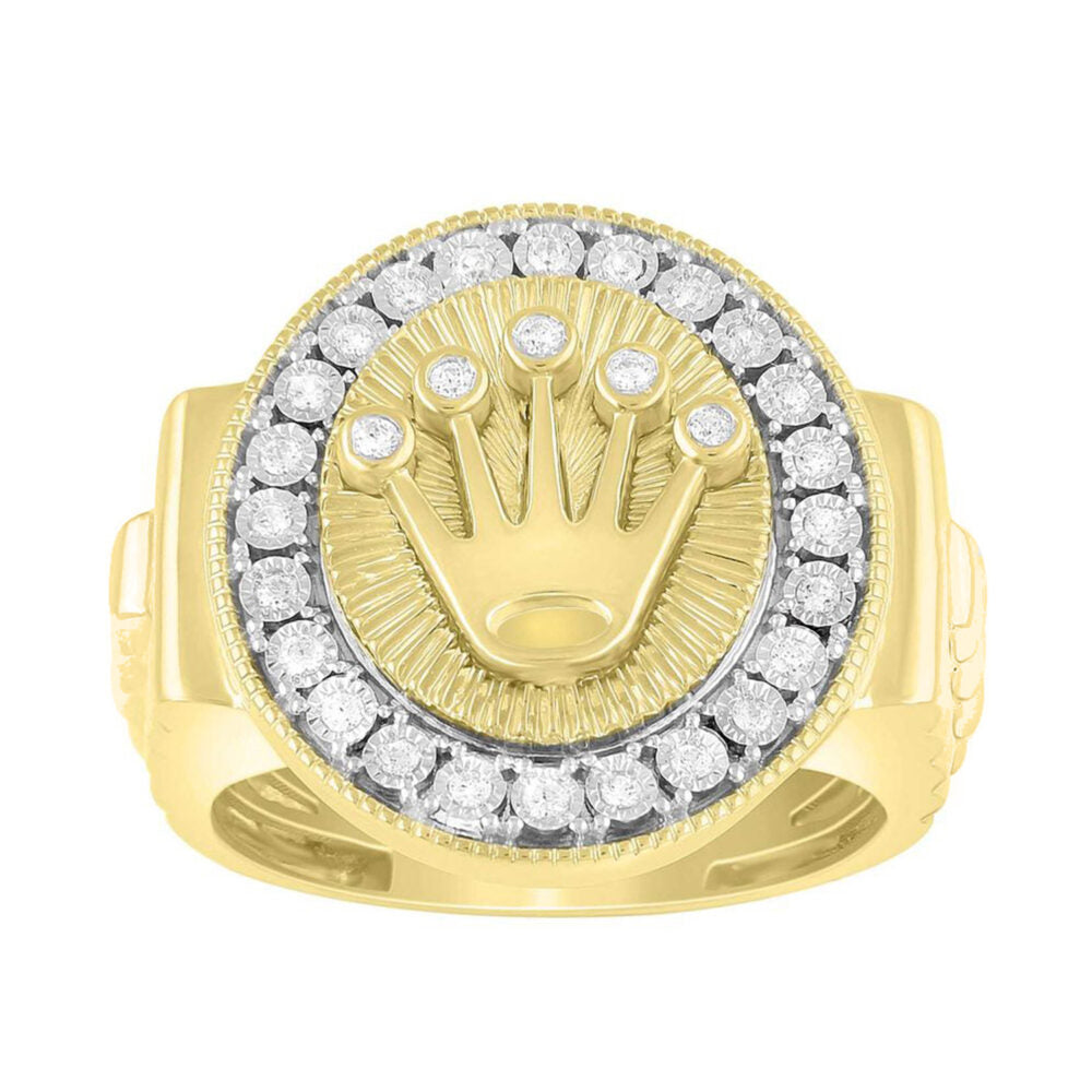 MEN’S RING 0.25CT ROUND DIAMOND 10K YELLOW GOLD