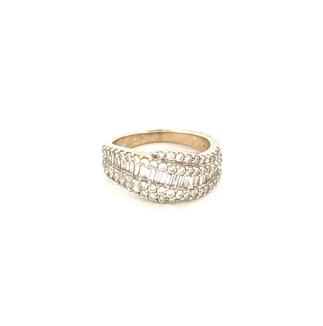 Anillo de boda de oro blanco de 18k con diamante para mujer, talla 6 1/2, peso 6.2gr